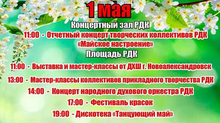 Мероприятия, посвященные  Празднику Весны и Труда 1 мая!